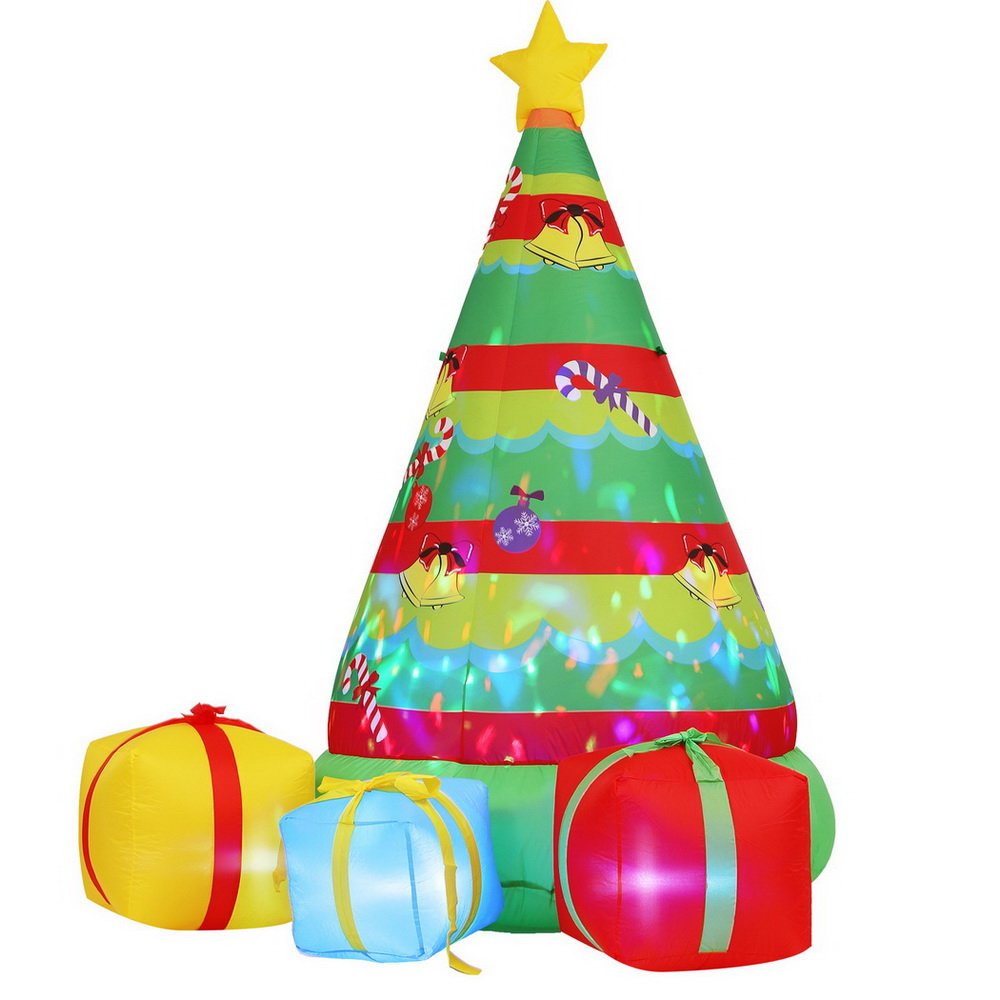XMAS-INF-TREE-GIFT-7FT-202507181430-00 Jingle Jollys Christmas Inflatable Gift Tree 2.2M Height Flashing Light Decorations Illuminated - Image 1