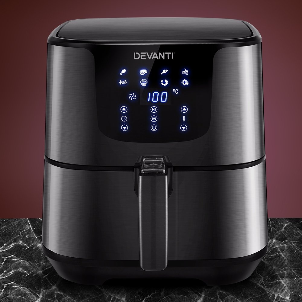AF-K-G-5T6-SS-BK-20706-06.jpg Devanti Air Fryer 7L LCD Fryers Black - Image 1