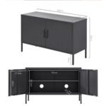 Artiss Buffet Sideboard Metal Cabinet - BASE Charcoal - Image 4