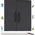 Artiss Buffet Sideboard Metal Cabinet - BASE Charcoal - Image 5