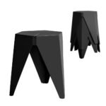 Artiss 4PC Puzzle Stool Plastic Bar Stools Stackable Black - Image 7