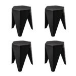 Artiss 4PC Puzzle Stool Plastic Bar Stools Stackable Black - Image 5
