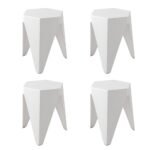 Artiss 4PC Puzzle Stool Bar Stools Stackable White - Image 5