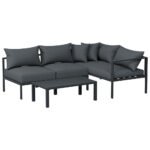 Gardeon 4 Seater Outdoor Sofa Set Aluminium Patio Furniture Setting 4PC Charcoal - Image 7