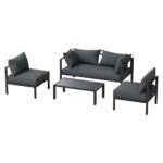 Gardeon 4 Seater Outdoor Sofa Set Aluminium Patio Furniture Setting 4PC Charcoal - Image 3