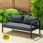Gardeon 4 Seater Outdoor Sofa Set Aluminium Patio Furniture Setting 4PC Charcoal - Image 6