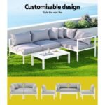 Gardeon 4 Seater Outdoor Sofa Set Aluminium Lounge Setting - Image 4