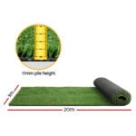 Prime Turf Artificial Grass 1mx20m 17mm Synthetic Fake Lawn Turf Plant Plastic Olive - Image 2