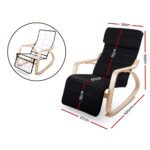 Artiss Rocking Armchair Footrest Nursing Black Afton - Image 2