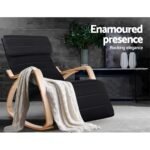 Artiss Rocking Armchair Footrest Nursing Black Afton - Image 4