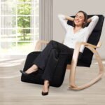 Artiss Rocking Armchair Footrest Nursing Black Afton - Image 7