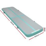 Everfit 3m x 1m Air Track Mat Gymnastic Tumbling Mint Green and Grey - Image 2