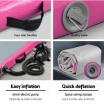 Everfit GoFun 3X1M Inflatable Air Track Mat with Pump Tumbling Gymnastics Pink - Image 7