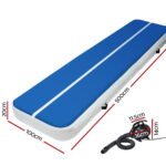 Everfit 5X1M Inflatable Air Track Mat 20CM Thick with Pump Tumbling Gymnastics Blue - Image 2