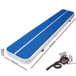 Everfit 6X1M Inflatable Air Track Mat 20CM Thick with Pump Tumbling Gymnastics Blue - Image 2