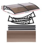 Instahut Window Door Awning 0.8mx2m Brown - Image 2
