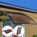Instahut Window Door Awning Canopy 1.5mx3m Brown Sheet Black Plastic Frame