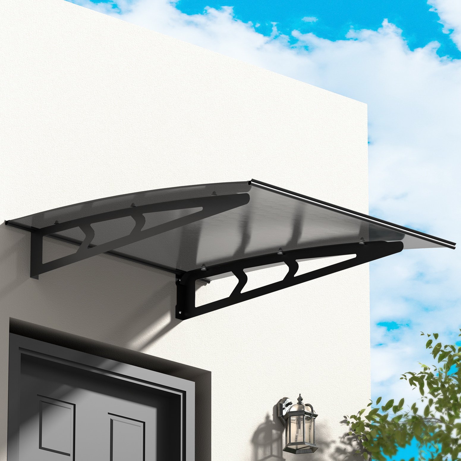 AWN-B-1X1-SLD-METAL-GR-150708-03.jpg Instahut Window Door Awning Canopy 1mx1m Grey Solid Sheet Metal Frame - Image 1
