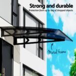 Instahut Window Door Awning Canopy 1mx1m Grey Solid Sheet Metal Frame - Image 4