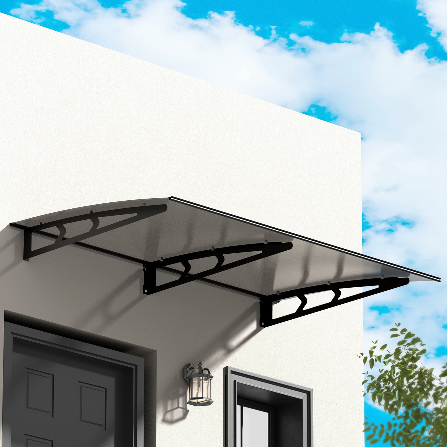 AWN-B-1X2-SLD-METAL-GR-150707-03.jpg Instahut Window Door Awning Canopy 1mx2m Grey Solid Sheet Metal Frame - Image 1