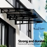 Instahut Window Door Awning Canopy 1mx2m Grey Solid Sheet Metal Frame - Image 4