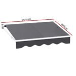 Instahut Retractable Folding Arm Awning Manual Sunshade 2Mx1.5M Grey - Image 2