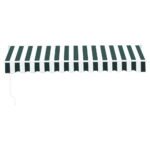 Instahut Retractable Folding Arm Awning Manual Sunshade 3Mx2.5M Green White - Image 3