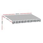 Instahut Retractable Folding Arm Awning Manual Sunshade 3Mx2.5M Grey White - Image 2