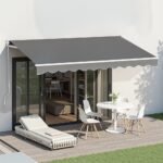 Instahut Retractable Folding Arm Awning Manual Sunshade 3.5M X 2.5M Grey - Image 7