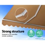 Instahut Retractable Folding Arm Awning Manual Sunshade 4Mx2.5M Beige - Image 3