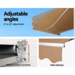 Instahut Retractable Folding Arm Awning Manual Sunshade 4Mx2.5M Beige - Image 5