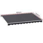 Instahut Retractable Folding Arm Awning Manual Sunshade 4.5Mx3M Grey - Image 2