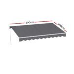 Instahut Retractable Folding Arm Awning Motorised Sunshade 3M X 2M Grey - Image 2