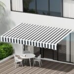 Instahut Retractable Folding Arm Awning Motorised Sunshade 4Mx3M Grey White - Image 5
