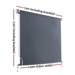 Instahut 1.5X2.5M Outdoor Blinds Awning Roll Down Canopy Retractable Outdoor Blinds Window Shade Grey - Image 2