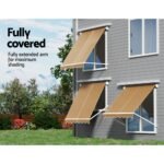 Instahut Window Fixed Pivot Arm Awning Outdoor Retractable Canopy 2.1X2.1M Beige - Image 5