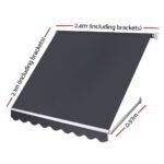 Instahut Window Fixed Pivot Arm Awning Outdoor Blinds Retractable Patio 2.4X2.1M - Image 2