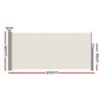 Instahut Side Awning Sun Shade Outdoor Blinds Retractable Screen 1.4X3M Cream - Image 2