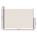 Instahut Side Awning Sun Shade Outdoor Blinds Retractable Screen 2X3M Cream - Image 2