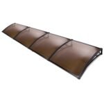 Instahut Window Awning Door Canopy 1m x 4m Brown Sheet Black Plastic Frame - Image 8