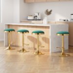 4x Artiss Bar Stools Kitchen Dining Chairs Velvet Padded Stool Green - Image 7