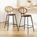 Artiss 2x Bar Stools PU Leather Stools Brown
