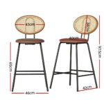 Artiss 2x Bar Stools PU Leather Stools Brown - Image 3