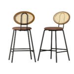 Artiss 2x Bar Stools PU Leather Stools Brown - Image 2