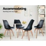 Artiss Dining Chairs Set of 4 Leather Plastic DSW Replica Wooden Black - Image 3