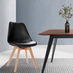 Artiss Dining Chairs Set of 4 Leather Plastic DSW Replica Wooden Black - Image 7