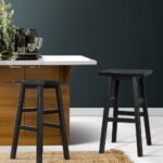 Artiss Bar Stools Kitchen Counter Stools Wooden Chairs Black x2 - Image 7