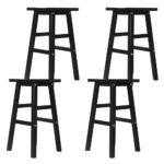 Artiss Bar Stools Kitchen Counter Stools Wooden Chairs Black x4 - Image 3