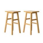 Artiss Bar Stools Kitchen Counter Stools Wooden Chairs Natural x2 - Image 3