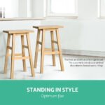 Artiss Bar Stools Kitchen Counter Stools Wooden Chairs Natural x2 - Image 6